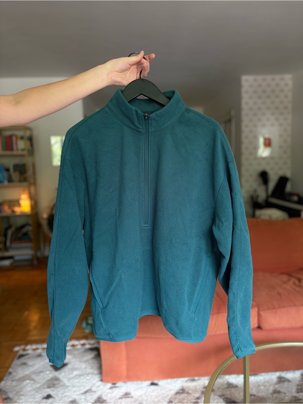 lululemon athletica Men's Teal Half-Zip Fleece Pullover